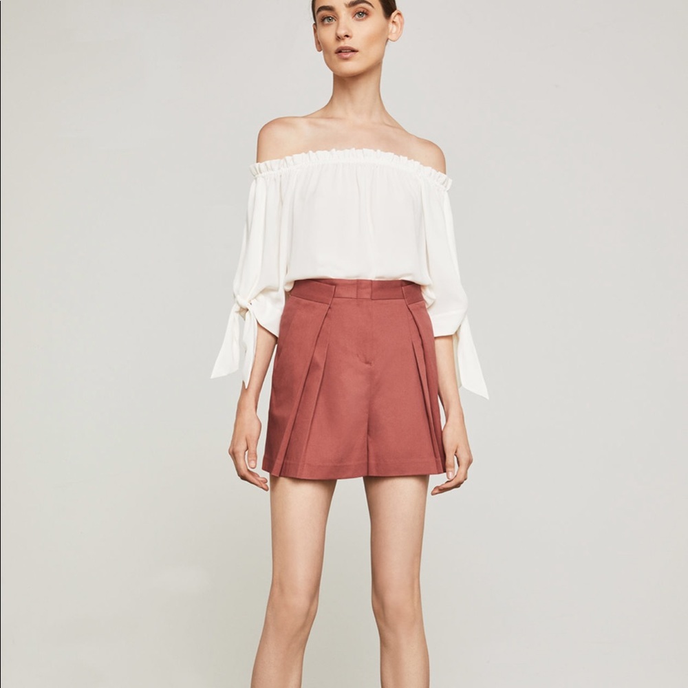 BCBGMAXAZRIA Pleated Cotton Shorts